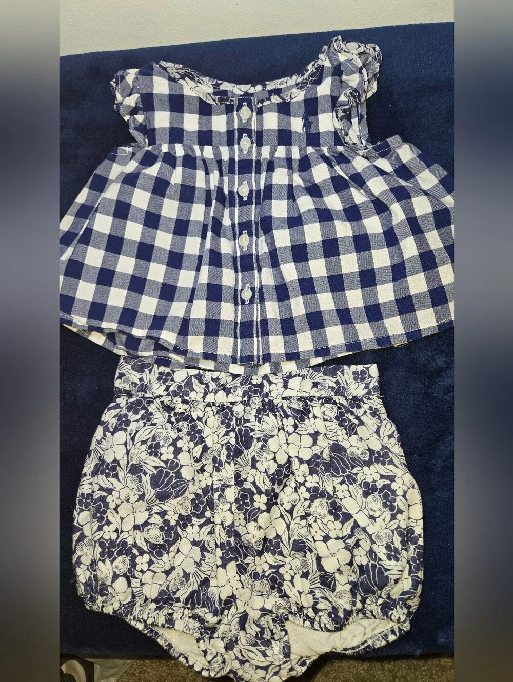 Infant Girls 3 Month Ralph Lauren 2 Piece Dress Diaper Cover Set Plaid Floral